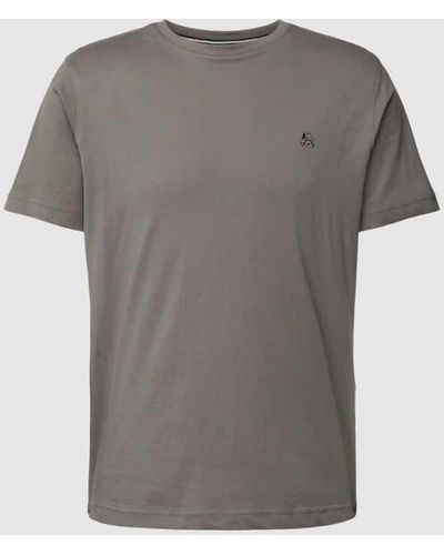 Lerros T-Shirt mit Label-Stitching - Grau