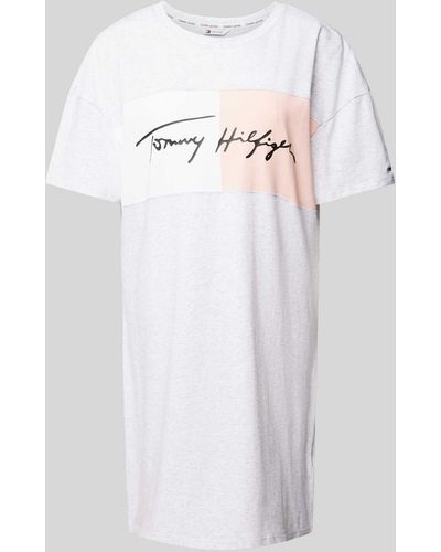 Tommy Hilfiger Nachthemd mit Label-Print - Weiß