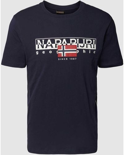 Napapijri T-Shirt mit Label-Print Modell 'AYLMER' - Blau