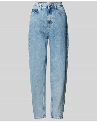Tommy Hilfiger Ultra High Tapered Mom Fit Jeans mit Label-Stitching - Blau