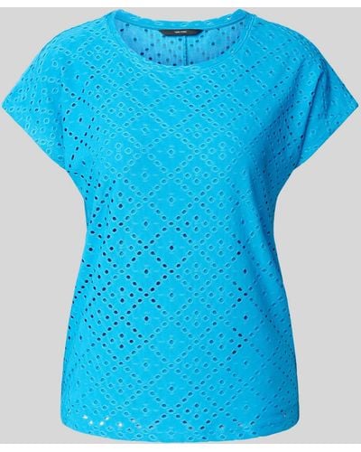 Vero Moda T-shirt Met Broderie Anglaise - Blauw