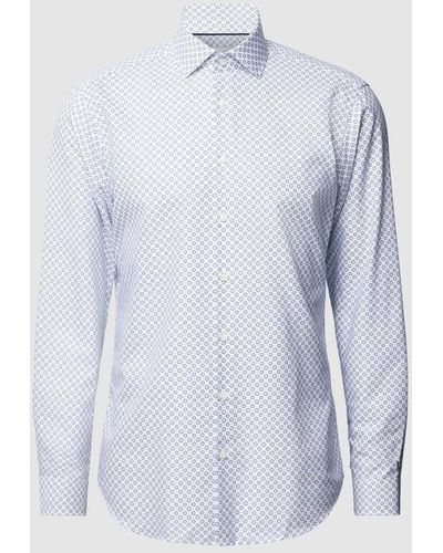 Christian Berg Men Regular Fit Business-Hemd mit Allover-Muster - Blau