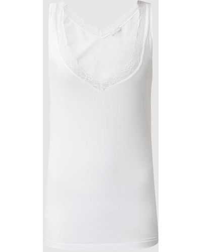Hanro Onderhemd Met Kant, Model 'cotton Lace' - Wit