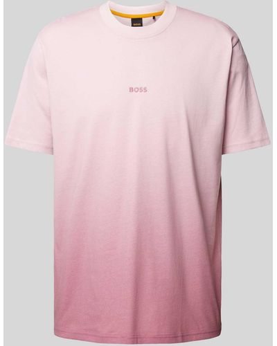 BOSS T-Shirt mit Label-Stitching - Pink