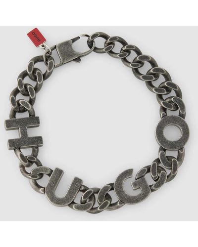 HUGO Armband Met Labeldetails - Metallic