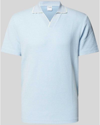 SELECTED Regular Fit Poloshirt mit Reverskragen Modell 'ADLEY WAFFLE' - Blau