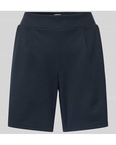 Ichi Regular Fit Sweatshorts mit Bundfalten Modell 'Kate' - Blau