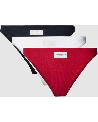 Tommy Hilfiger Bikini-Slip mit Label-Patch Modell 'Established' im 3er-Pack - Rot