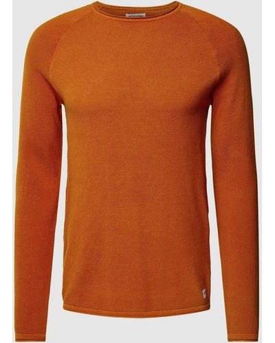 Jack & Jones Gebreide Pullover Met Labelpatch - Oranje