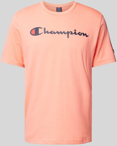 Champion T-Shirt mit Label-Print - Pink