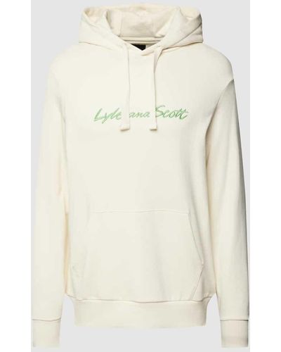 Lyle & Scott Hoodie mit Label-Stitching Modell 'Archive Embroidered' - Natur