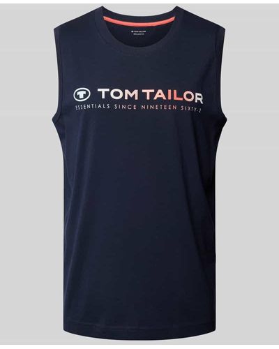 Tom Tailor Tanktop mit Label-Print - Blau