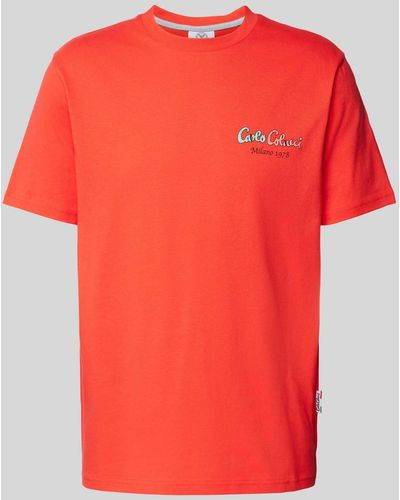 carlo colucci T-shirt Met Labelprint - Rood
