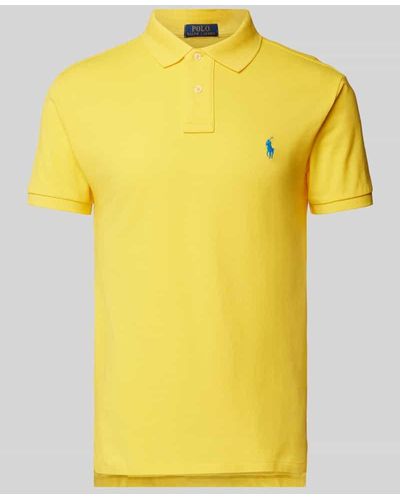 Polo Ralph Lauren Slim Fit Poloshirt mit Label-Stitching - Gelb