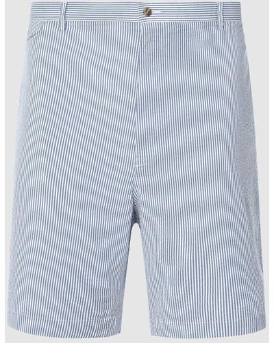 Ralph Lauren PLUS SIZE Classic Fit Shorts aus Seersucker Modell 'Bedford' - Blau