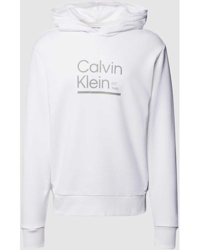 Calvin Klein Hoodie Met Labelprint - Wit