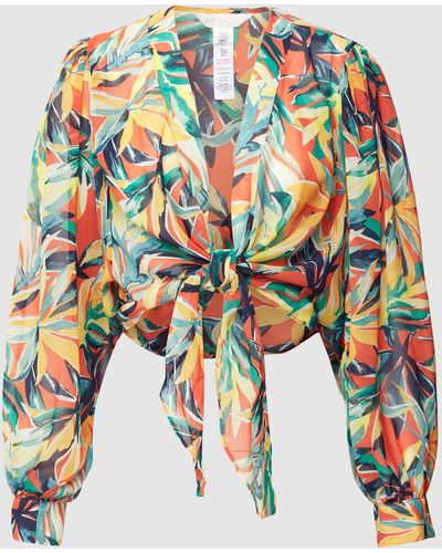 Apricot Wikkelblouse Met All-over Print - Wit