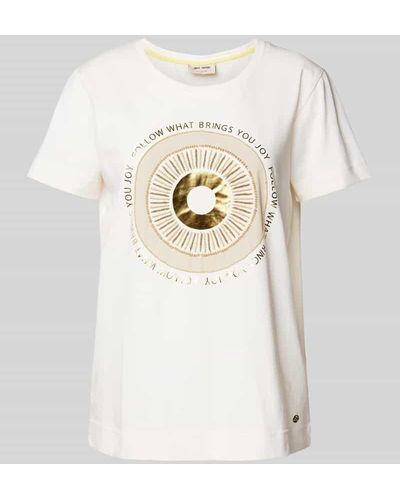 Mos Mosh T-Shirt mit Pailletten- und Ziersteinbesatz Modell 'Nori' - Weiß