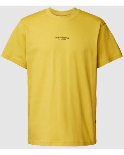G-Star RAW T-Shirt mit Label-Print - Gelb