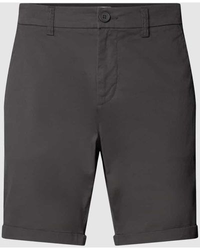 Knowledge Cotton Regular Fit Chino-Shorts mit Gesäßtaschen - Grau