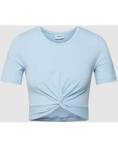 Noisy May Kort T-shirt Met Strikdetail - Blauw