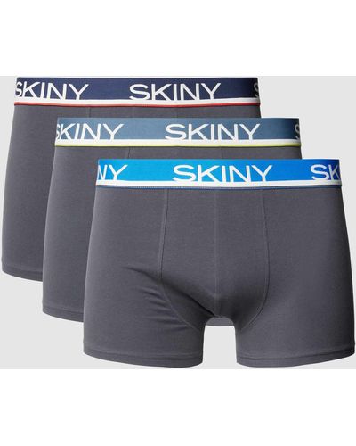 SKINY Trunks mit Label-Bund im 3er-Pack - Blau
