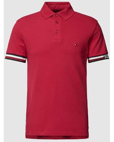 Tommy Hilfiger Poloshirt mit Label-Schriftzug - Rot