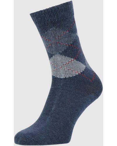 Burlington Socken mit Argyle-Muster Modell 'Whitby' - Blau