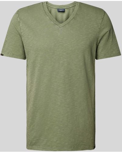 Superdry T-Shirt mit V-Ausschnitt - Grün