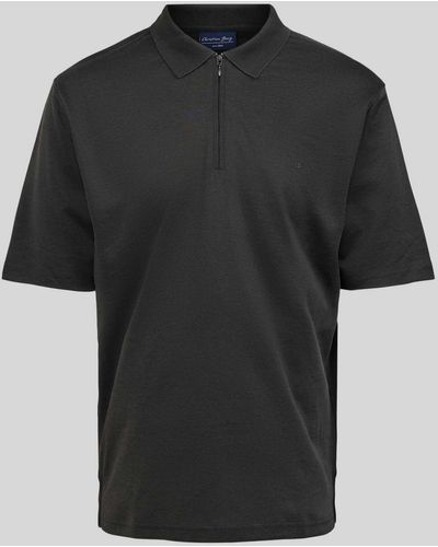 Christian Berg Men Regular Fit Poloshirt mit Logo-Stitching - Schwarz