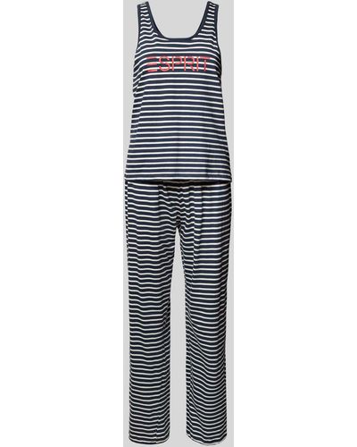 Esprit Pyjama Met Streepmotief - Blauw