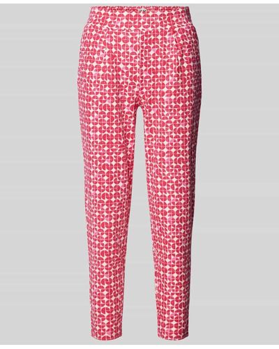 Ichi Tapered Fit Stoffhose mit Allover-Print Modell 'Kate' - Rot