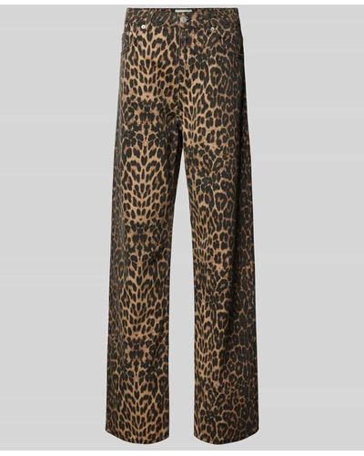 Neo Noir Regular Fit Jeans mit Animal-Print Modell 'Simona Leopard' - Natur