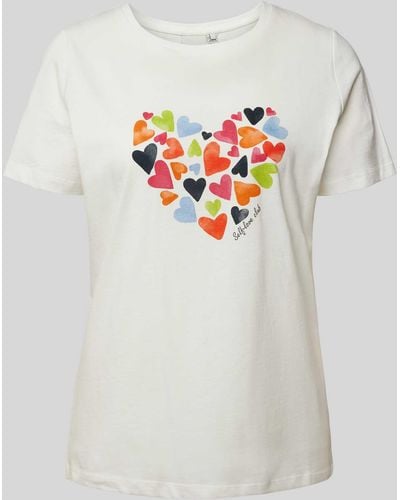 Ichi T-shirt Met Motiefprint - Grijs
