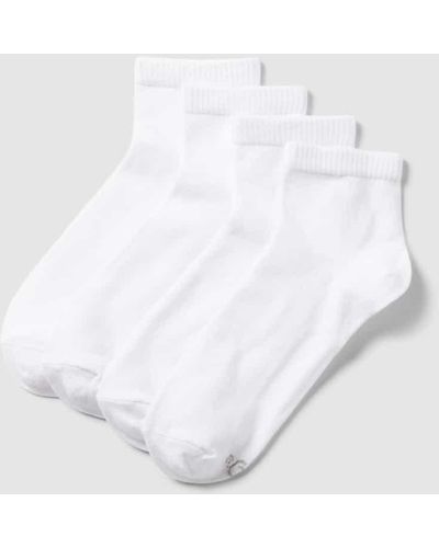 S.oliver Socken mit Label-Detail im 4er-Pack Modell 'Quarter' - Weiß