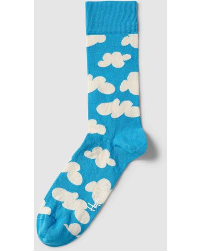 Happy Socks Socken mit Allover-Print Modell 'Cloudy' - Blau