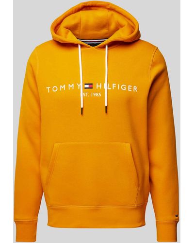 Tommy Hilfiger Hoodie Met Labelprint - Oranje