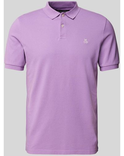 Marc O' Polo Regular Fit Poloshirt Met Labelstitching - Paars