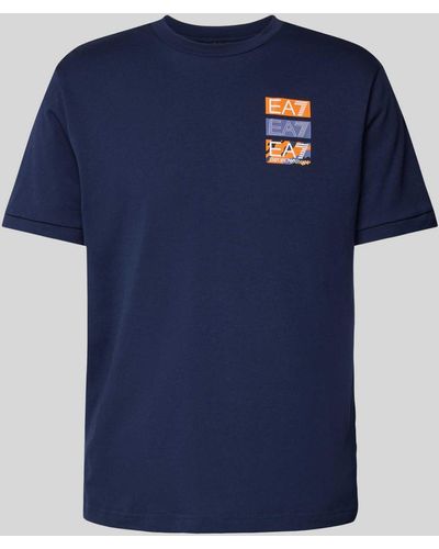 EA7 T-shirt Met Labelprint - Blauw