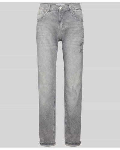 ANGELS Boyfriend Jeans im Destroyed-Look mit Ziersteinbesatz - Grau