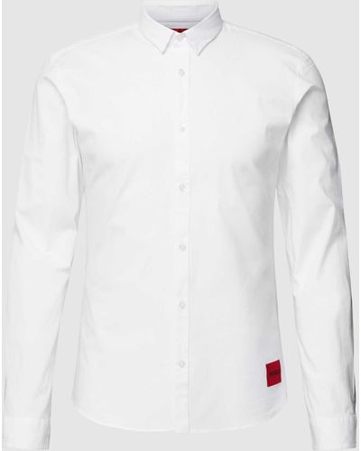 HUGO Extra Slim Fit Freizeithemd mit Label-Patch Modell 'Ero' - Weiß