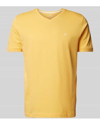 Fynch-Hatton T-Shirt mit V-Ausschnitt - Gelb