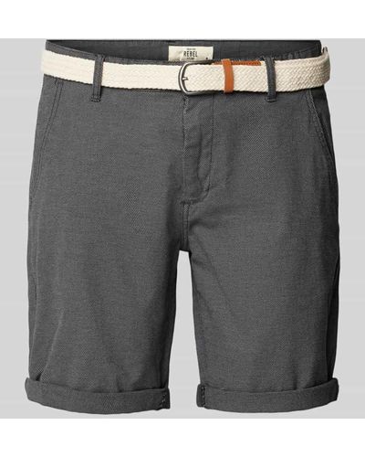 Redefined Rebel Regular Fit Shorts mit Gürtel Modell 'NEBRASKA' - Grau