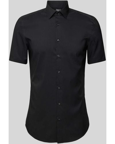 Jake*s Slim Fit Zakelijk Overhemd Met 1/2-mouwen - Zwart