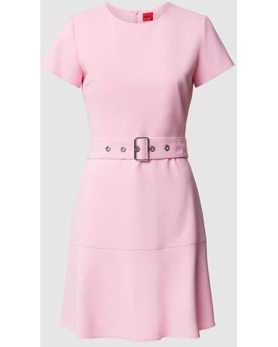 HUGO Knielanges Kleid mit Gürtel Modell 'KEVOLA' - Pink
