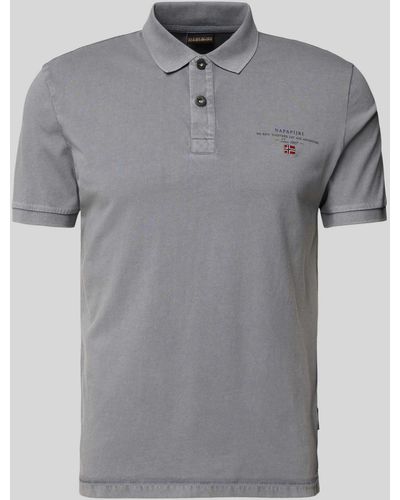 Napapijri Regular Fit Poloshirt mit Label-Print Modell 'elbas' - Grau
