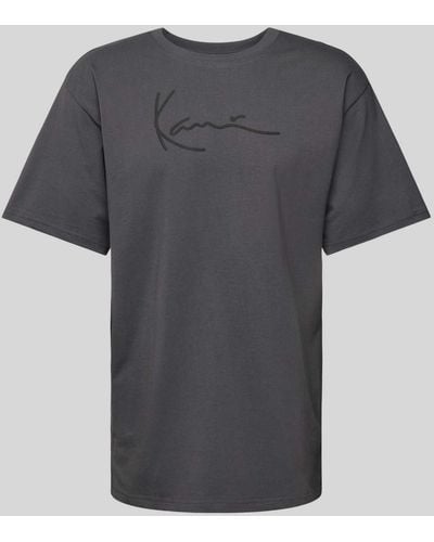 Karlkani T-shirt Met Labelprint - Grijs