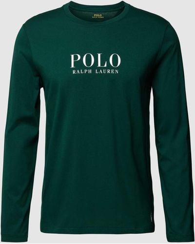 Polo Ralph Lauren Longsleeve mit Label-Print Modell 'LIQUID' - Grün