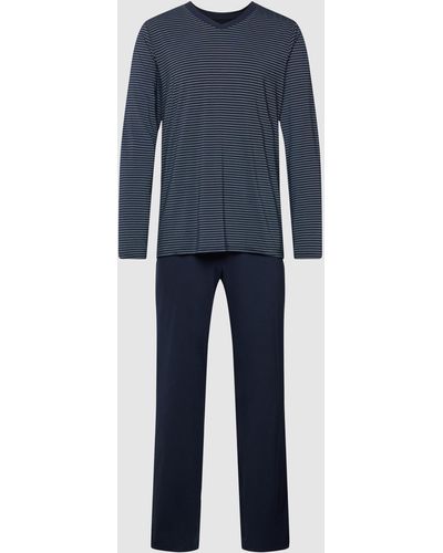 Schiesser Pyjama mit Streifenmuster - Blau