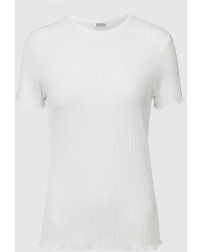 DRYKORN T-shirt In Semi-transparante Streeplook, Model 'ermi' - Wit